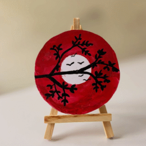 Hand-Painted Round Art Piece